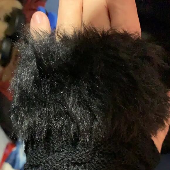 Plush Warm Ribbed Knitted Fingerless Gloves Great for Phone Black - Picture 3 of 6